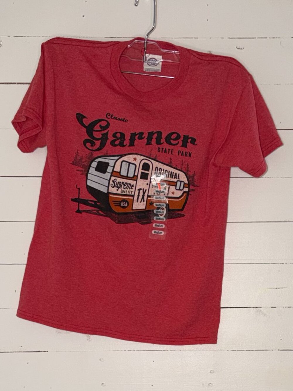 Kids Garner State Park Texas Retro Camper Graphic T-Shirt – Size Medium